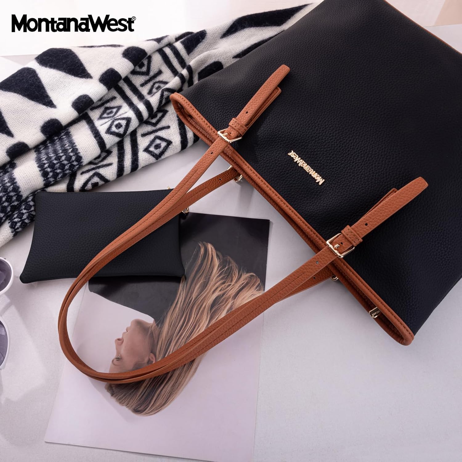 Montana West Tote Bags Vegan Leather Purses and Handbags for Women Top Handle Ladies Shoulder Bags - Image 2
