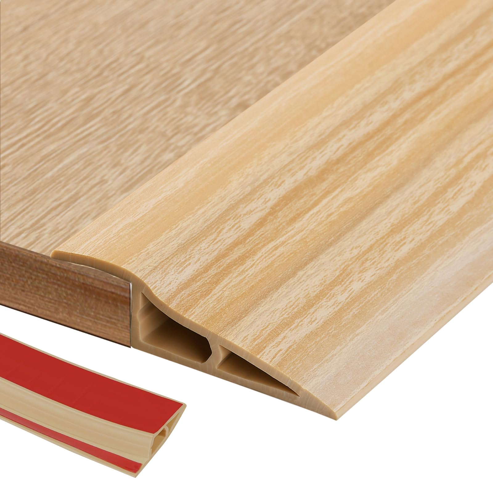 1M PVC Rubber Wheelchair Ramp Self Adhesive,Threshold Reducer,Door Floor Threshold Transition Strip,Butt Up Threshold-Moldings Trim for Doorways Carpet Floor Tile Edge(Beige Grain,1.5cm) โ image 1
