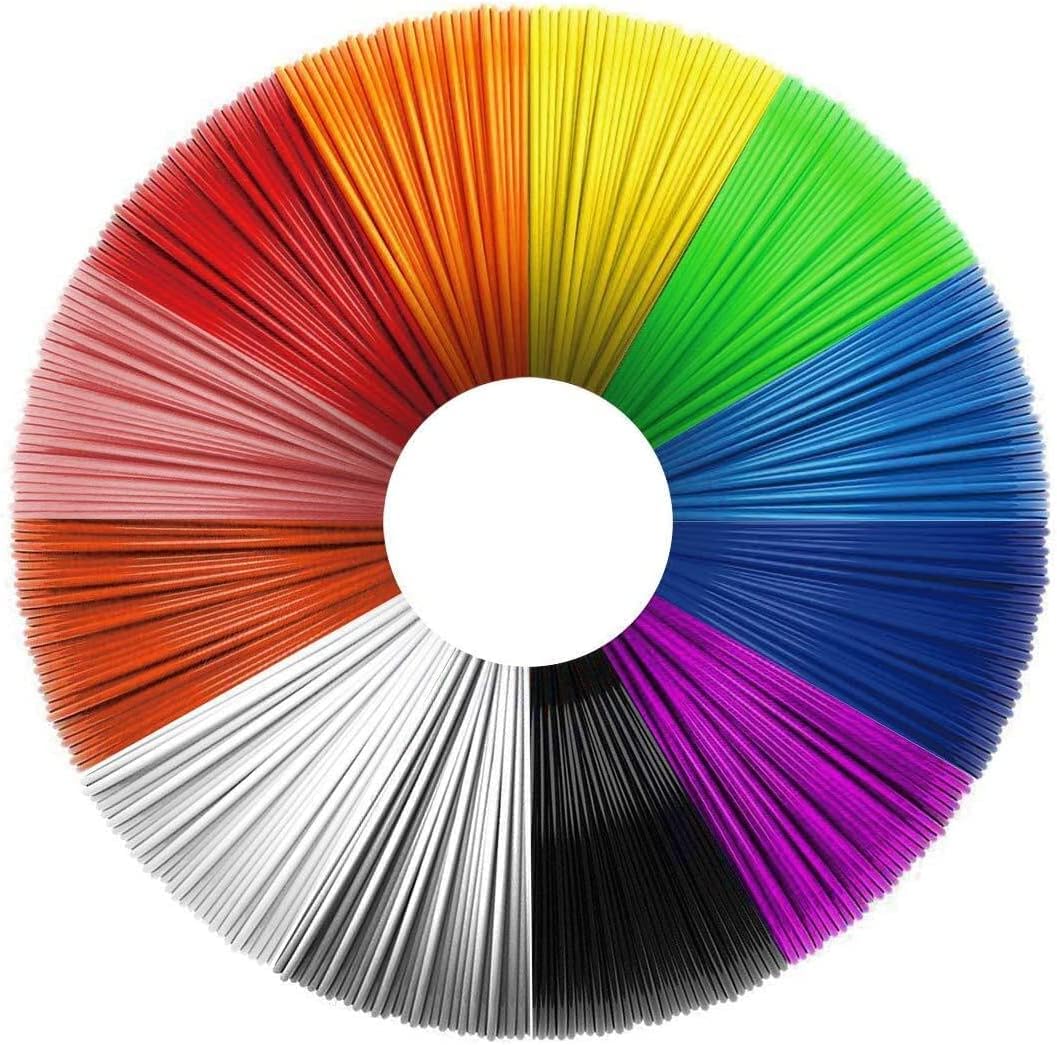 Uzone 3D PLA Filament 1.75mm, 12 Colors (Each Color 10 Feet) Random Template, PLA 3D Pen Filament, 3D Printing Lines, 3D Pen Filament for Kids