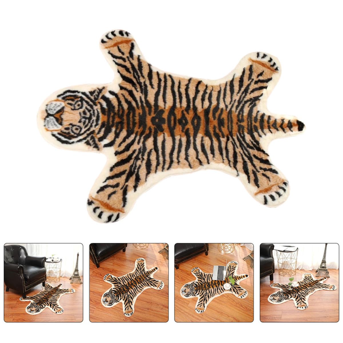 Zerbino Decorativo Motivo Tigre in Fibre Acriliche, Leggero e Antiscivolo, per Ingresso e Bagno, Tappetino per Pavimenti Domestici Resistente e Funzionale