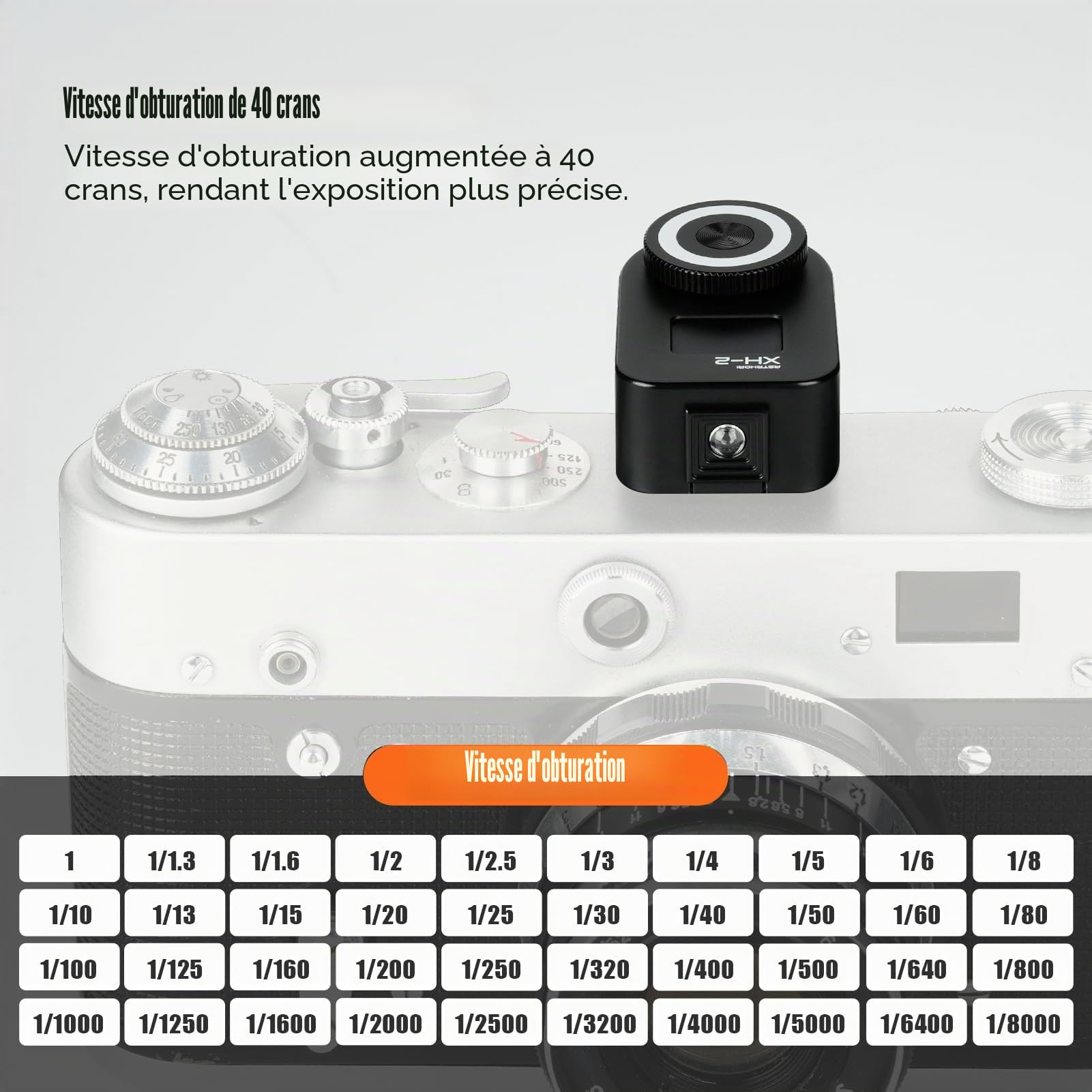 ASTRHORI XH-2 Exposition écran OLED 0,66", mesure en temps réel, module de mise à niveau, réglage du bouton rotatif, support de sabot de flash, compatible avec télémètre Leica, Voigtländer, Minolta et