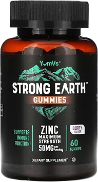YUM-VS Strong Earth Zinc Gummies 25 mg, Berry 60 Count