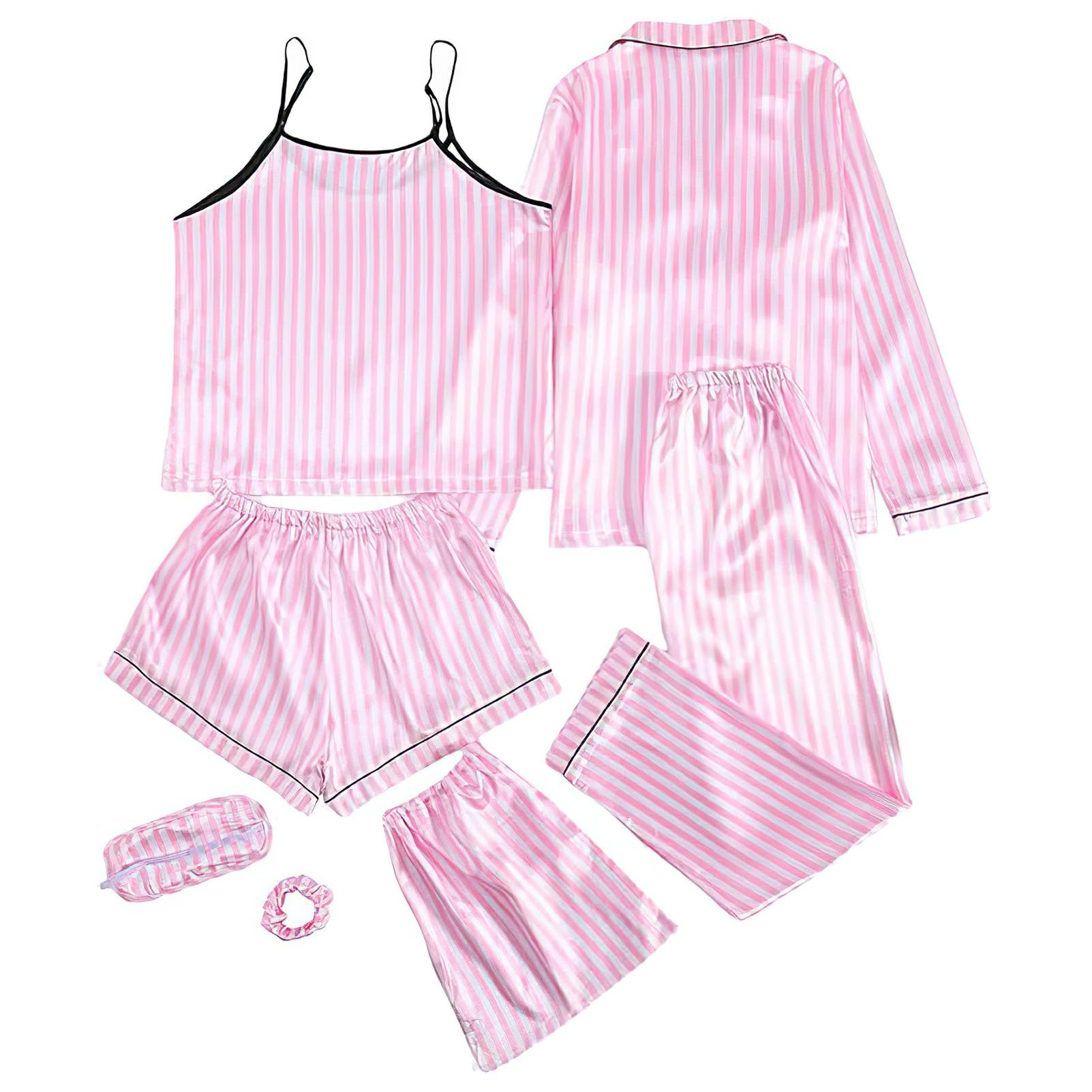 Chicas Niñas 7PCS Saten Conjunto de Pijama Tops & Pantalones Cortos Ropa de Dormir