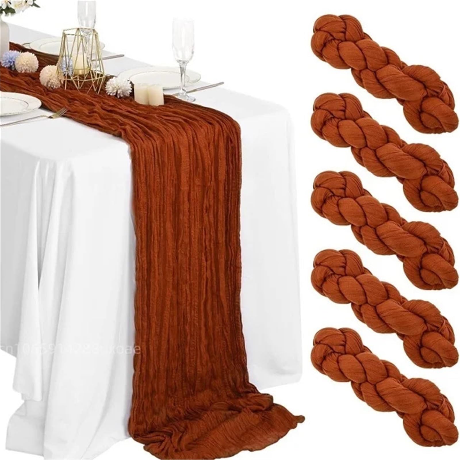 Wedding Table Runner Terracotta Gauze 35x120 Inch Cheesecloth Party Cover