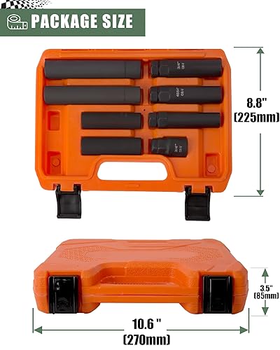 Miniatura 7 de glorider Juego de llaves de tuerca estriada de 8 piezas, juego de llaves de tuercas métricas SAE, enchufe universal para quitar fácilmente 5, 6, 7,