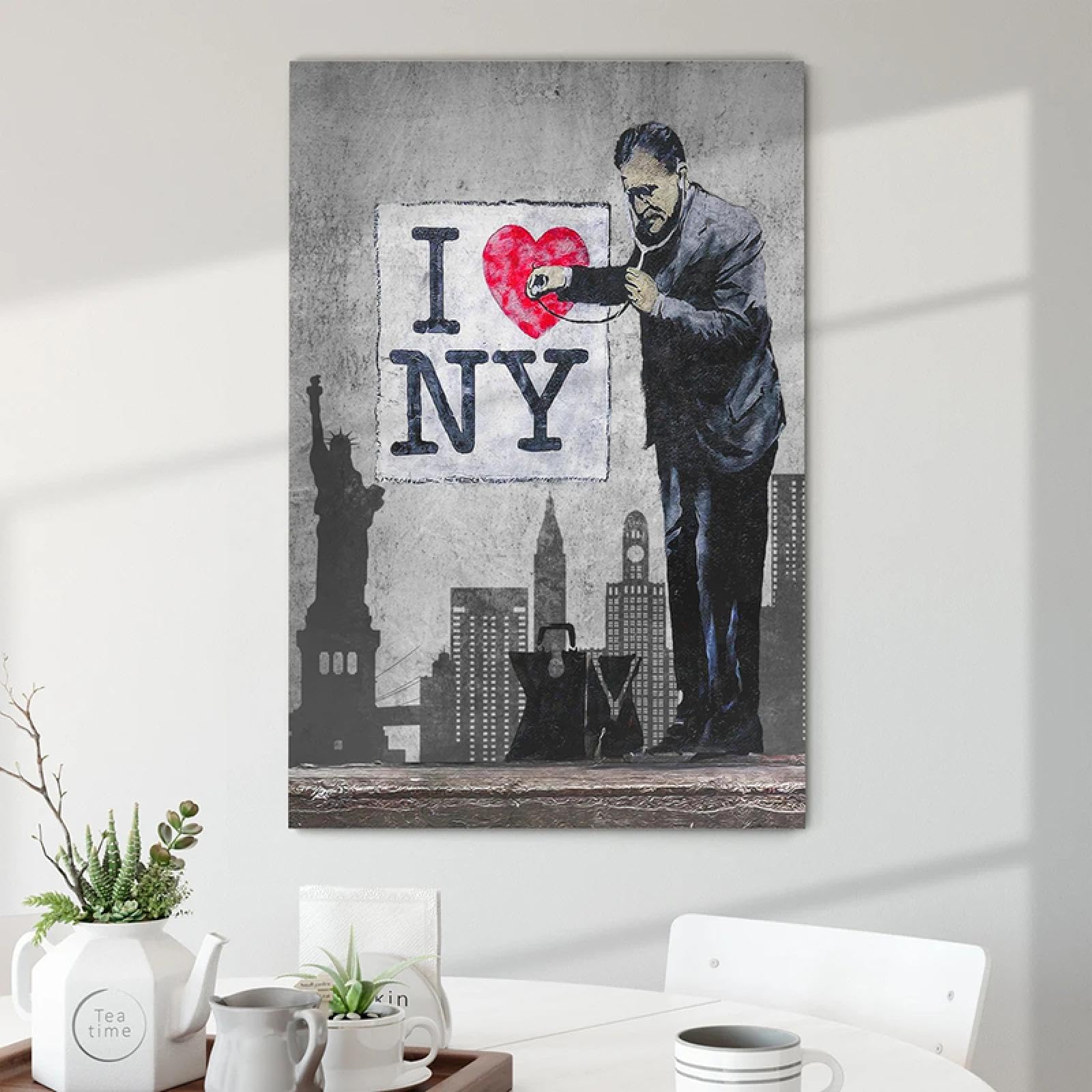 Tableau Banksy « Love Is All We Need » – Toile Tendue 60x100 Cm, Street Art, Graffiti, Décoration Murale XXL Pour Salon