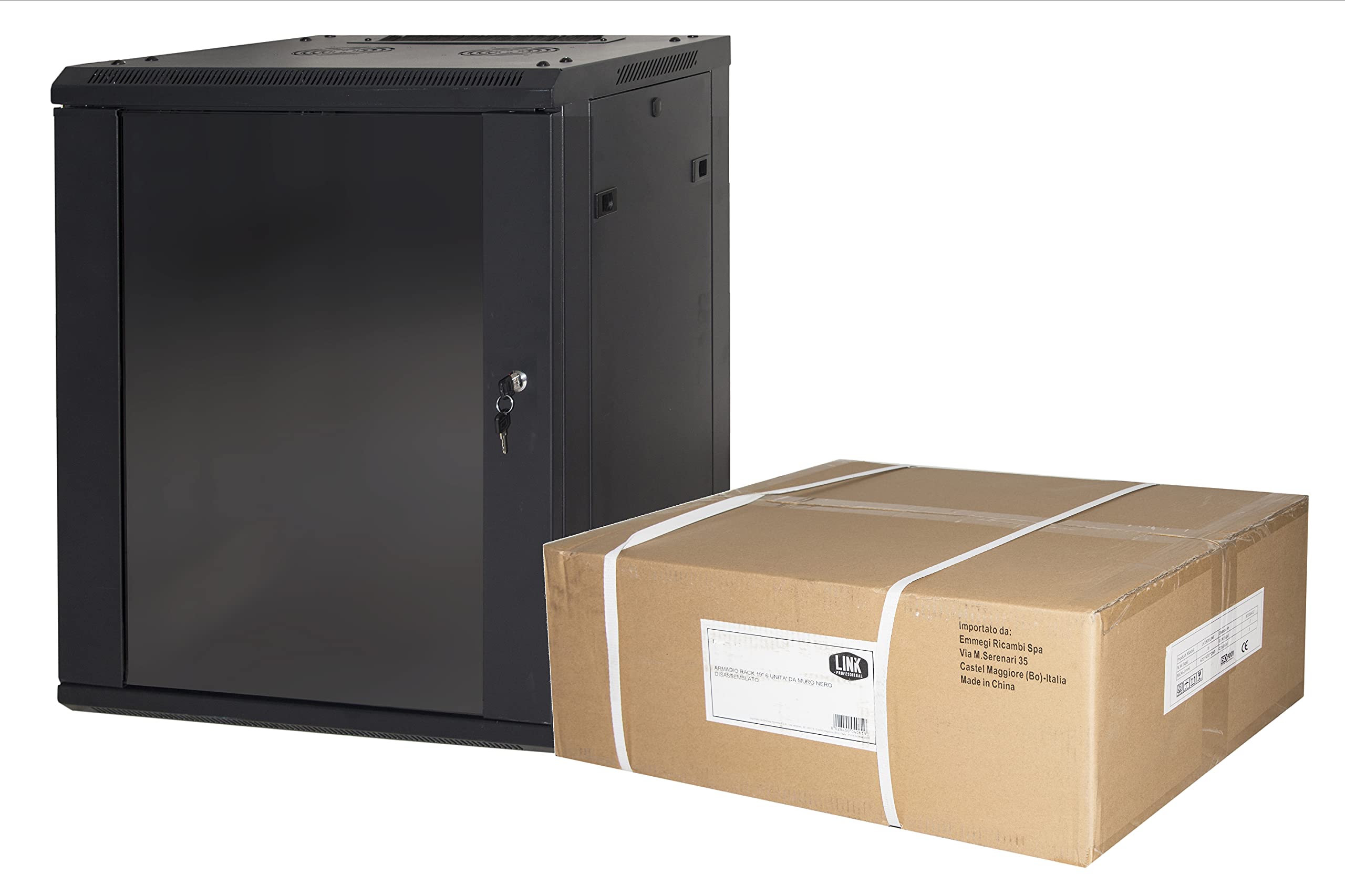 Armadio Rack 19" 9 Unita' da Muro A 500 x (L) 600 x (P) 450 Nero DISASSEMBLATO Porta Vetro