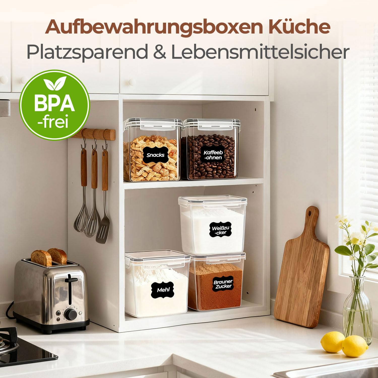 ComSaf Vorratsdosen mit Deckel luftdicht 2,5 L 3er Set ,Mehl Aufbewahrung