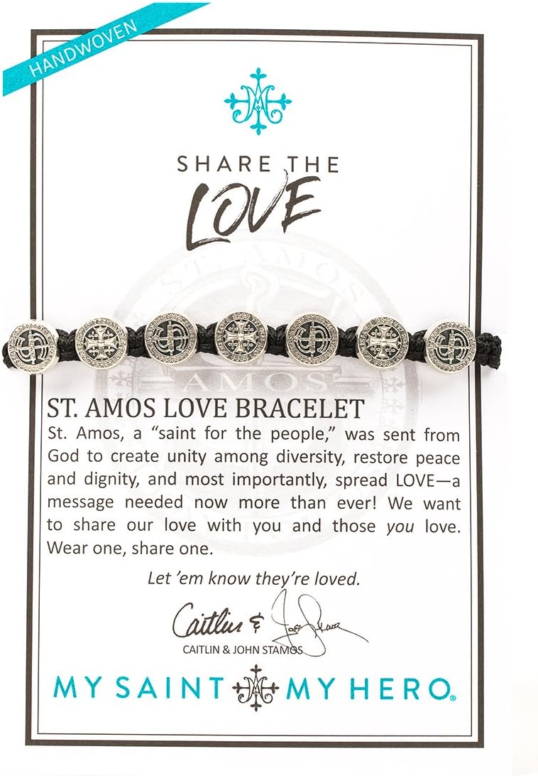 My Saint My Hero St. Amos Love Bracelet – Handwoven Blessing with Hand-Cast Italian Medals - With Loved Tag & Inspirational Card from Caitlin & John Stamos - Image 2