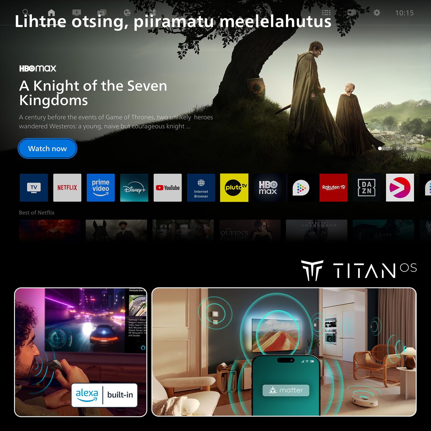 PHILIPS Ambilight TV 50PQS9011/12 50 Inch 4K QLED Smart TV | Pixel Precise Ultra HD, Titan OS, Dolby Atmos Sound