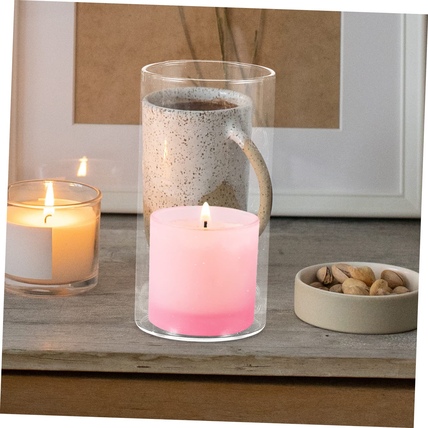 Happyyami 4Pcs Hurricane Glass Candle Holders Cylindrical Windproof Candle Shades for Home Decor Weddings Parties and DIY Projects Glass Candle Covers