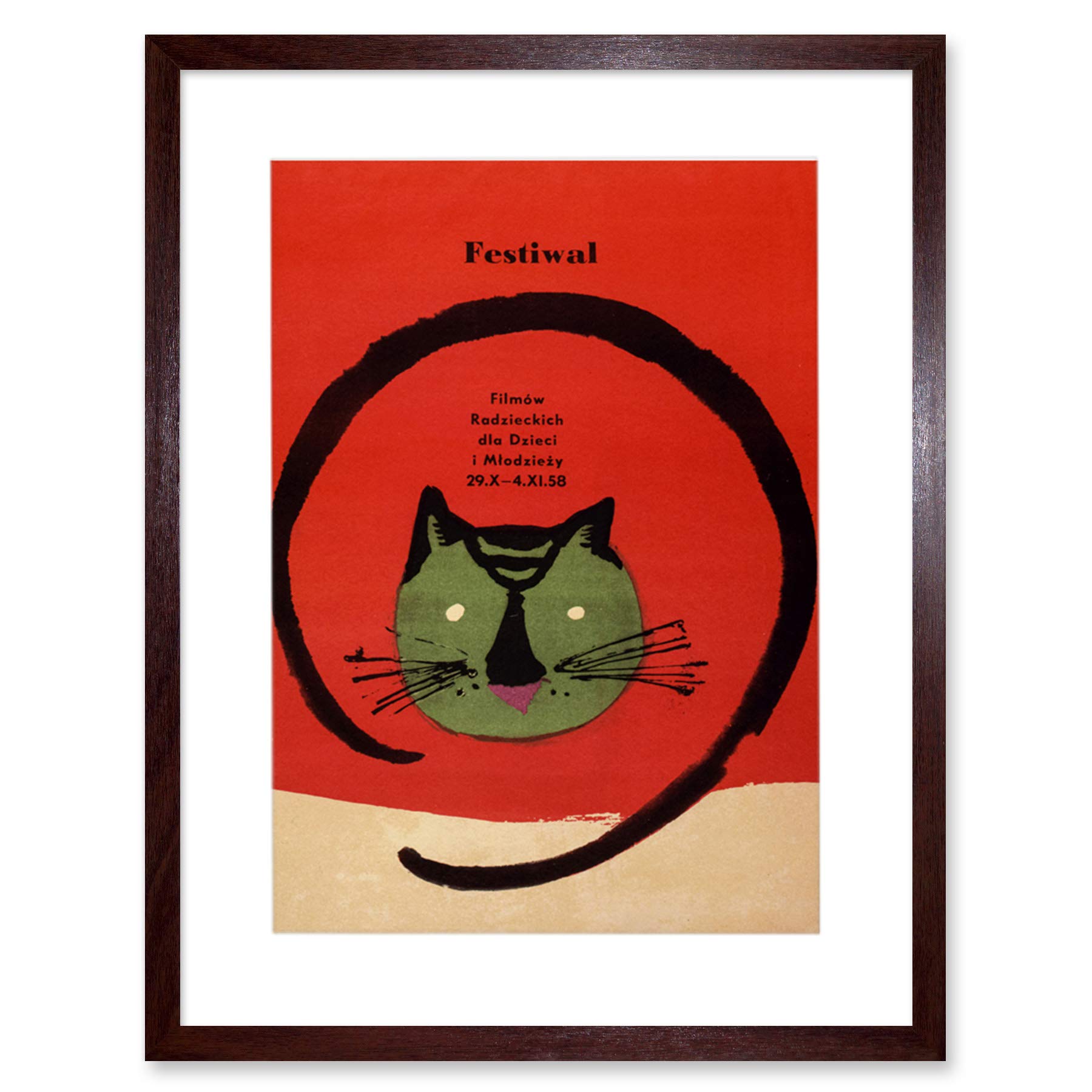 Wee Blue Coo Festival Film Movie Cat Poland Warsaw Artwork Framed Wall Art Print 12X16 Inch