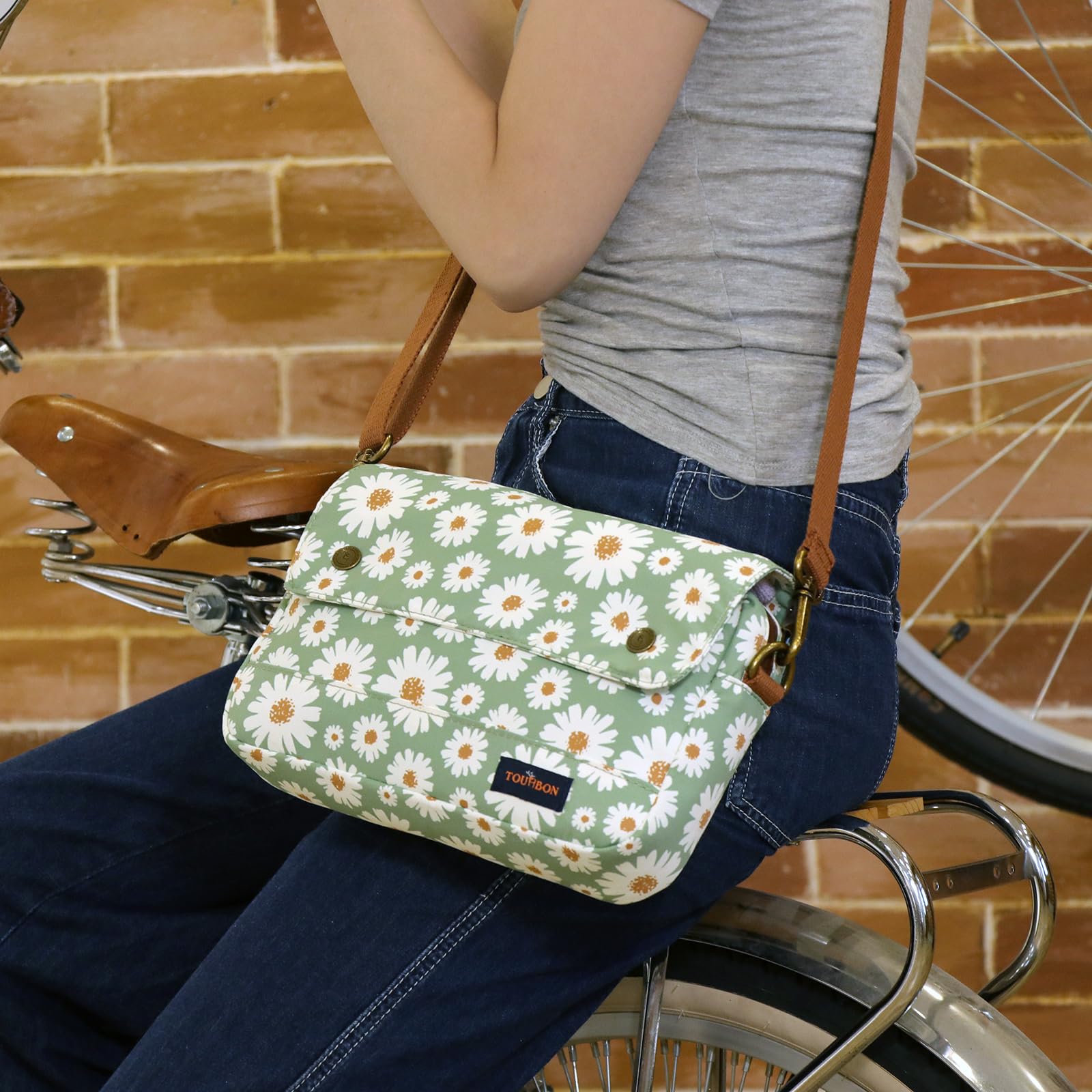 Tourbon Sacoche de vélo en Toile imperméable Motif Fleurs