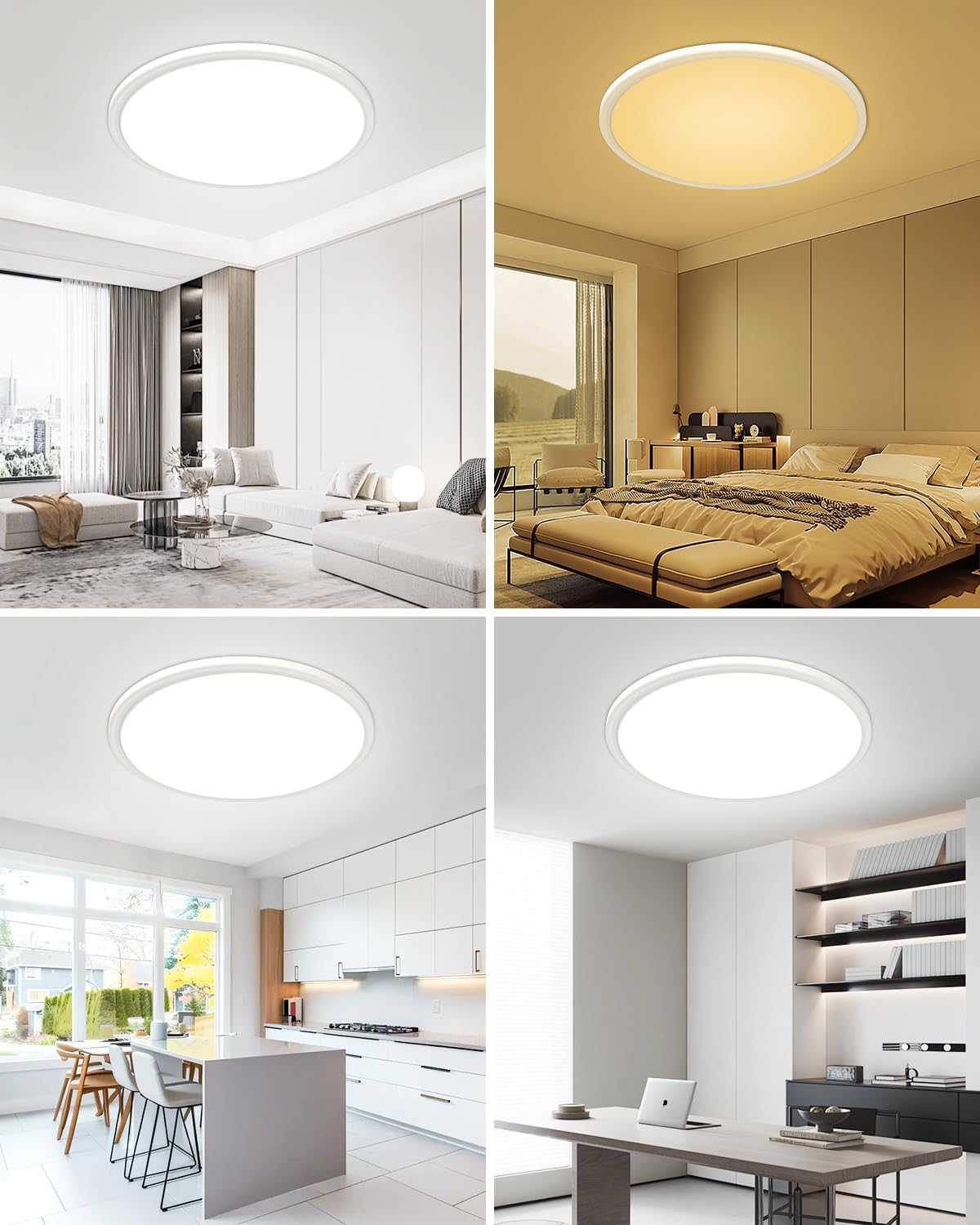 Bowfar Plafonnier LED, 36W Rond Luminaire Plafonnier avec télécommande, intensité 3000K-6500K, Lampe de salle de bain ultra fine 2,5cm, Lampe LED Chambre pour Salon Chambre d'enfant Cuisine Ø39cm