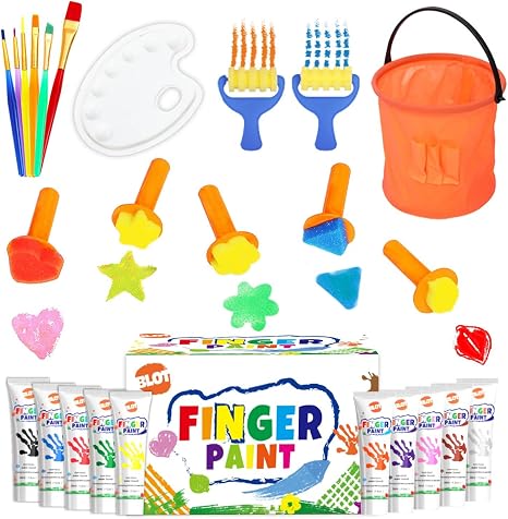 Kit Peinture Au Doigt T.Y.G.F 12 Couleurs Lavables - Avec Livre Pour Enfants Non Toxique