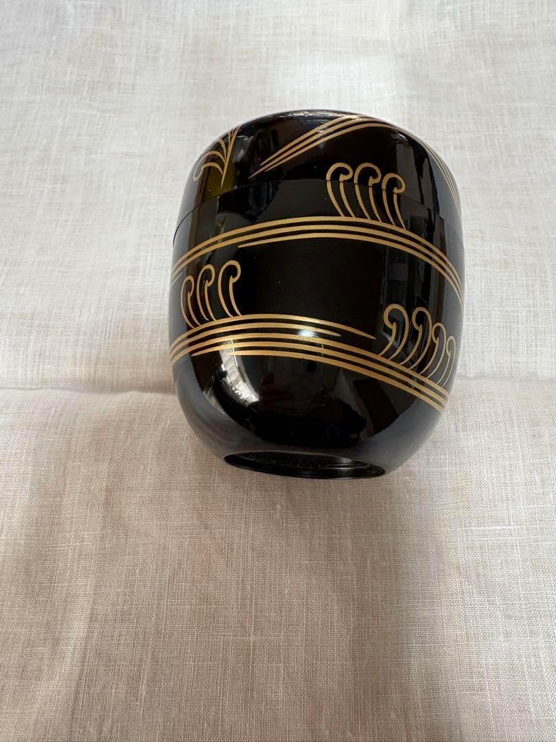 茶道具　棗　辻石斎　鯉波紋金蒔絵黒塗棗　お値下げしました 茶道具 棗 辻石斎 鯉波紋金蒔絵黒塗棗 茶道具 棗 辻石