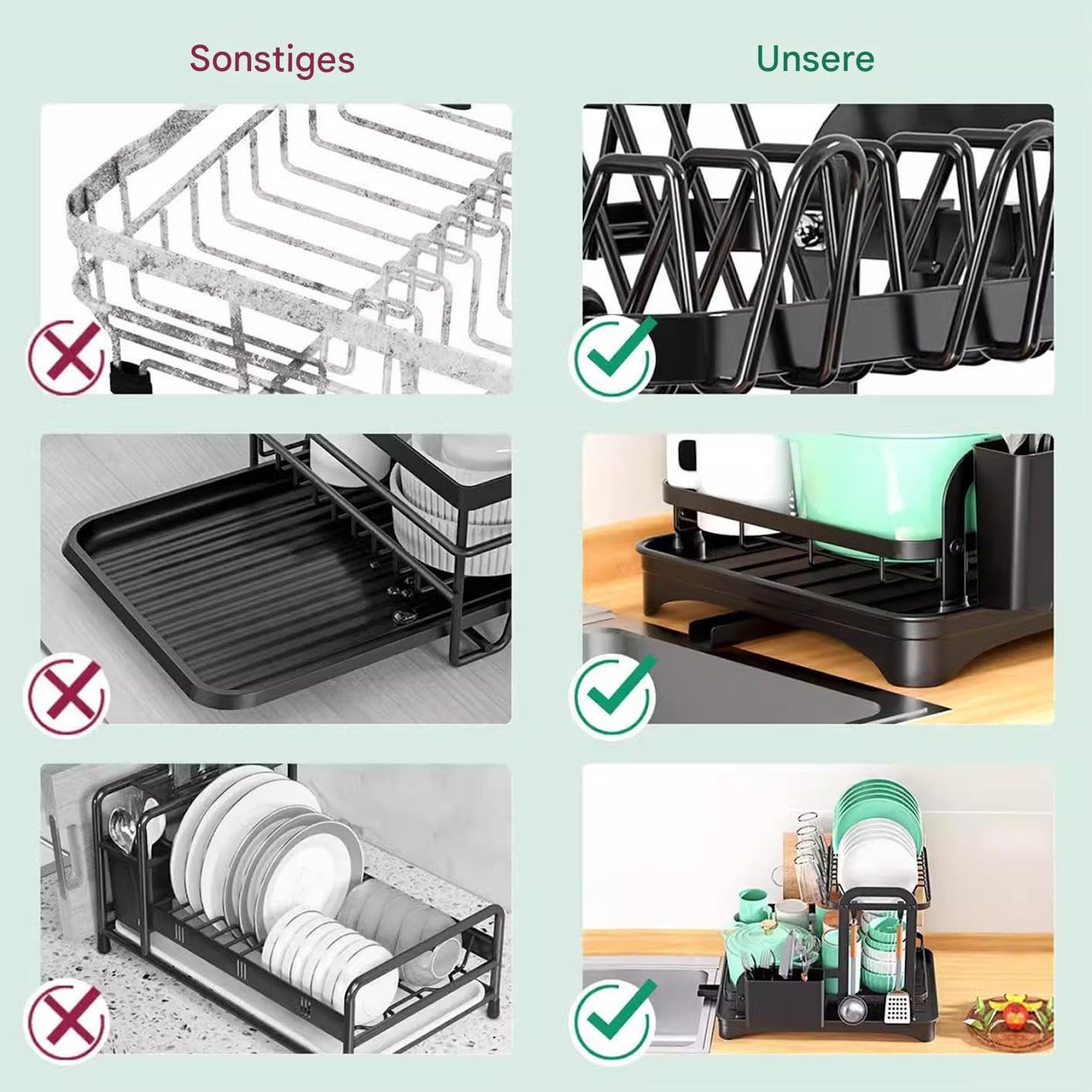 Organizer Kuchenny Do Suszenia Odsączacz Do Blatu Kuchennego Oszczędzający | Organizer Z Miejscem Na Naczynia Kubki Sztućce