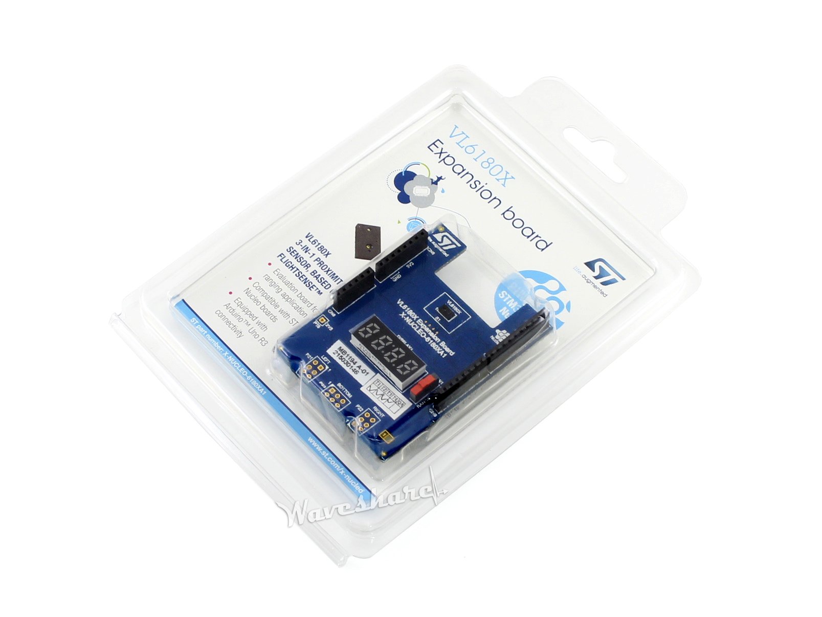 Waveshare STM32 X-NUCLEO-6180XA1 Expansion Development Board Features the VL6180X Proximity Gesture and ALS Sensor with Arduino UNO R3 Connector Compatible with all STM32 Nucleo STM32 Development Board