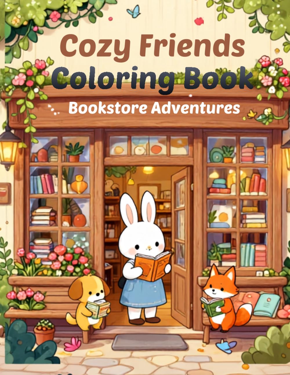 Cozy Friends Coloring Book: Bookstore Adventures: 50 Cute & Comfy Animal Reading Scenes for Relaxation, Creativity, and Cozy Coloring Fun (Cozy Animal Coloring Series)