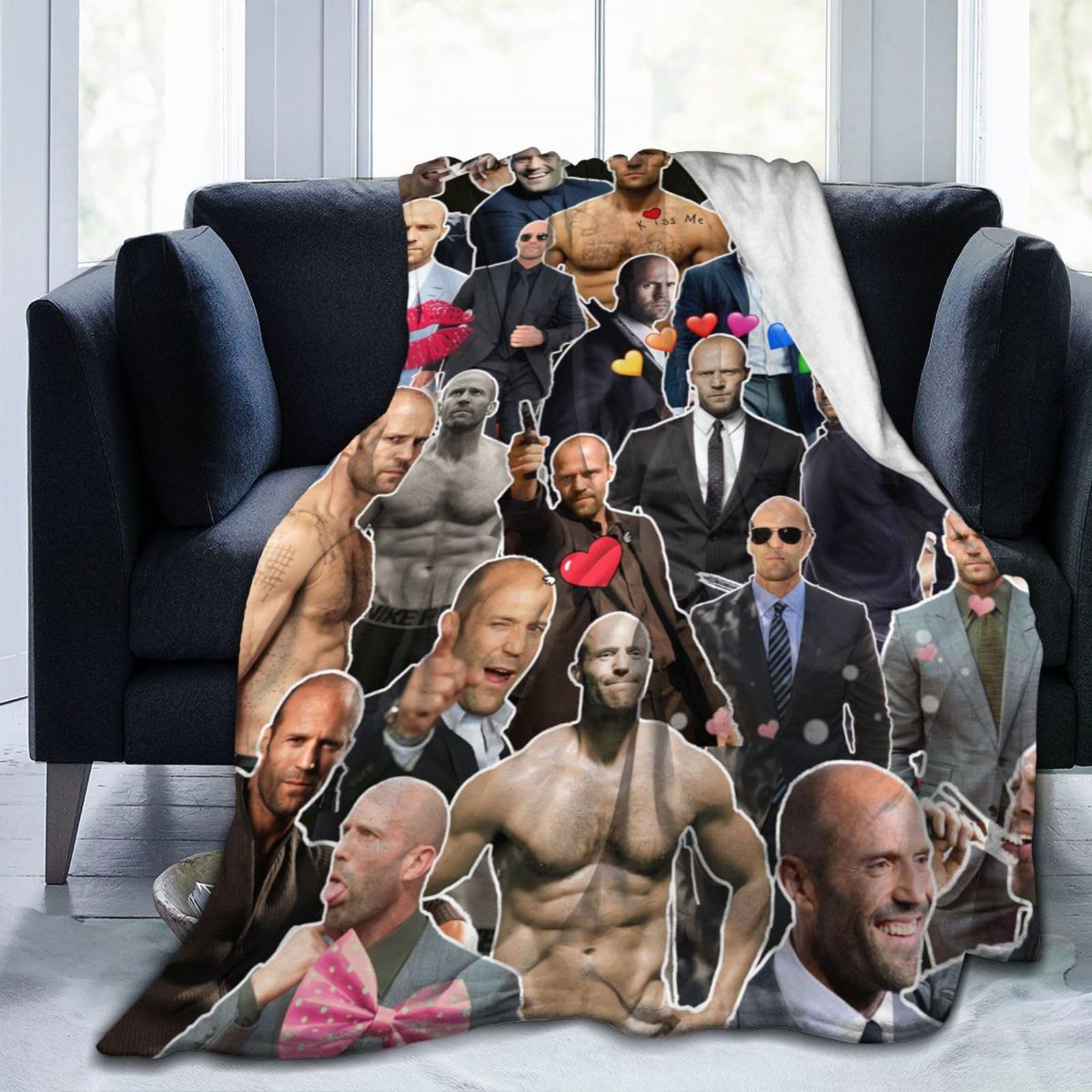 Blanket Jason Statham Soft and Comfortable Wool Fleece Throw Blankets for Sofa Office car Camping Yoga Travel Home Decoration Cozy Plush Beach Blanket Gift