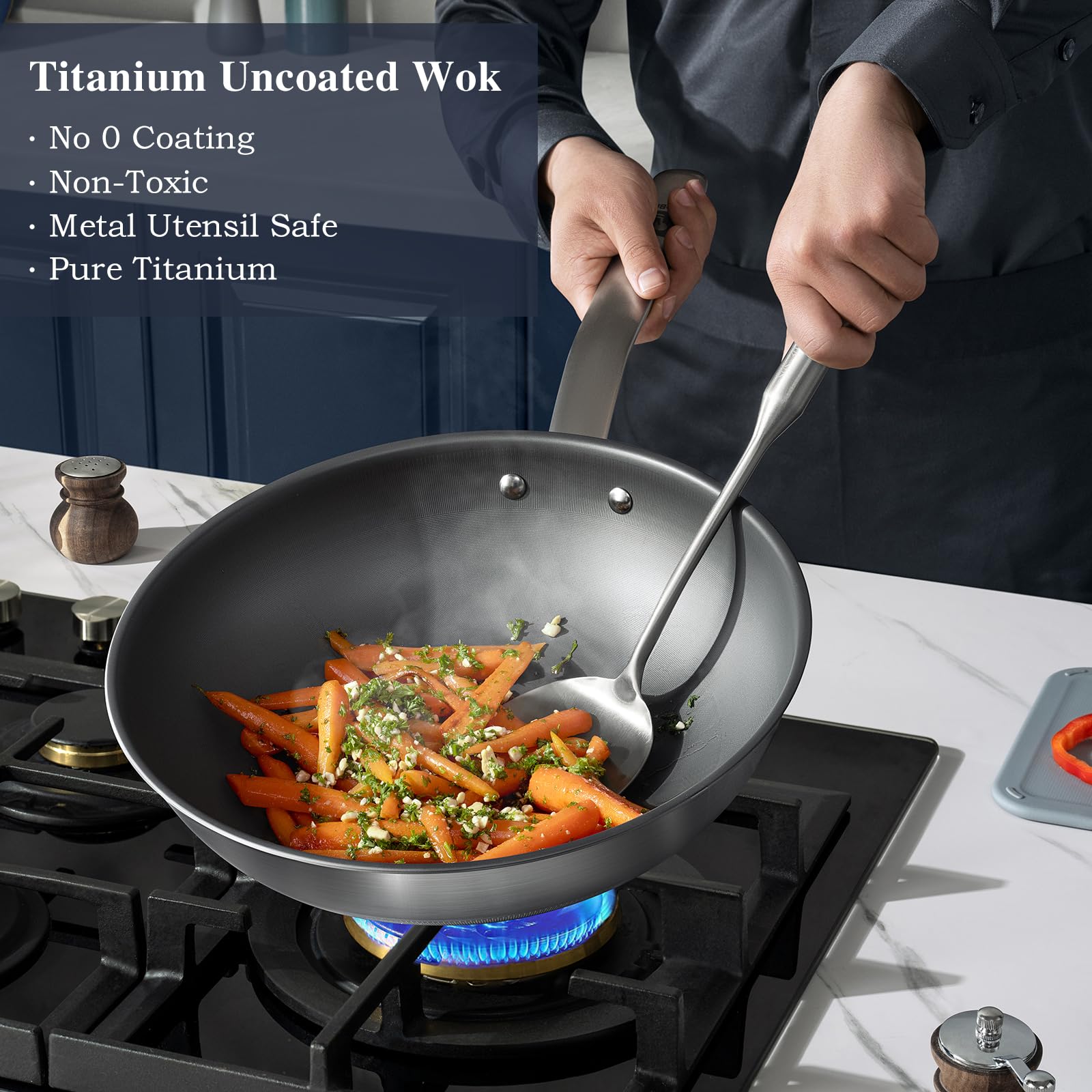 KOBACH 13 in Titanium Wok with Lid – Nonstick Wok & Stir-Fry