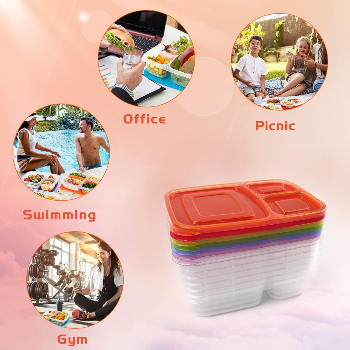 Amazon | DuxuOui 弁当箱 ランチコンテナ 7個パック 3コンパートメント