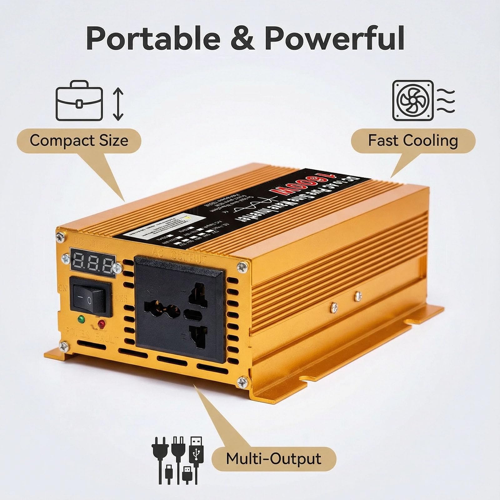 Czysty Sinus Wave Inverter 1600W Peak Power DC 12V 24V TO 240V 120V AC Converter Z wieloma ochronami Inwerter awaryjny poza siecią