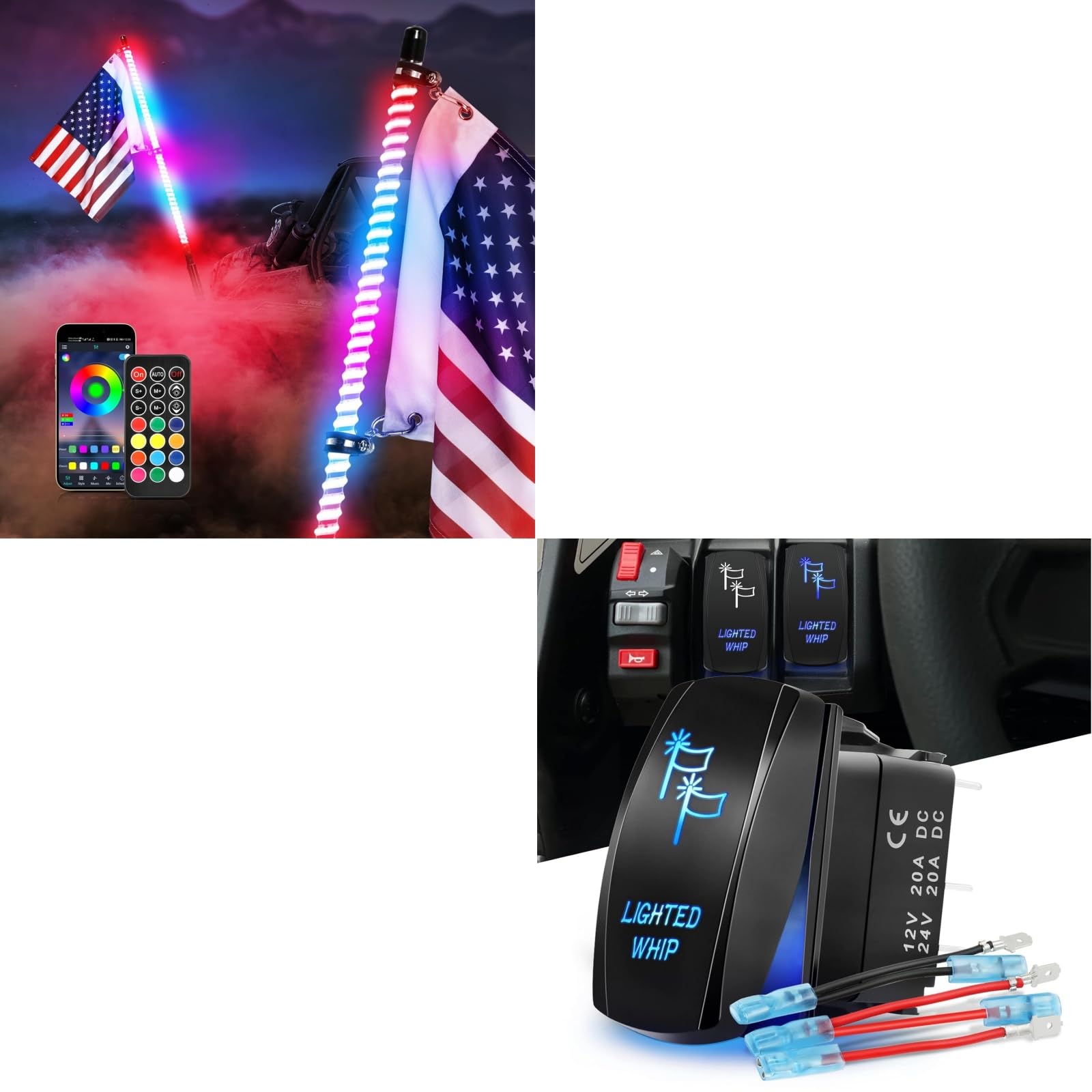 Nirider 3ft LED Whip Lights with Rocker Switch