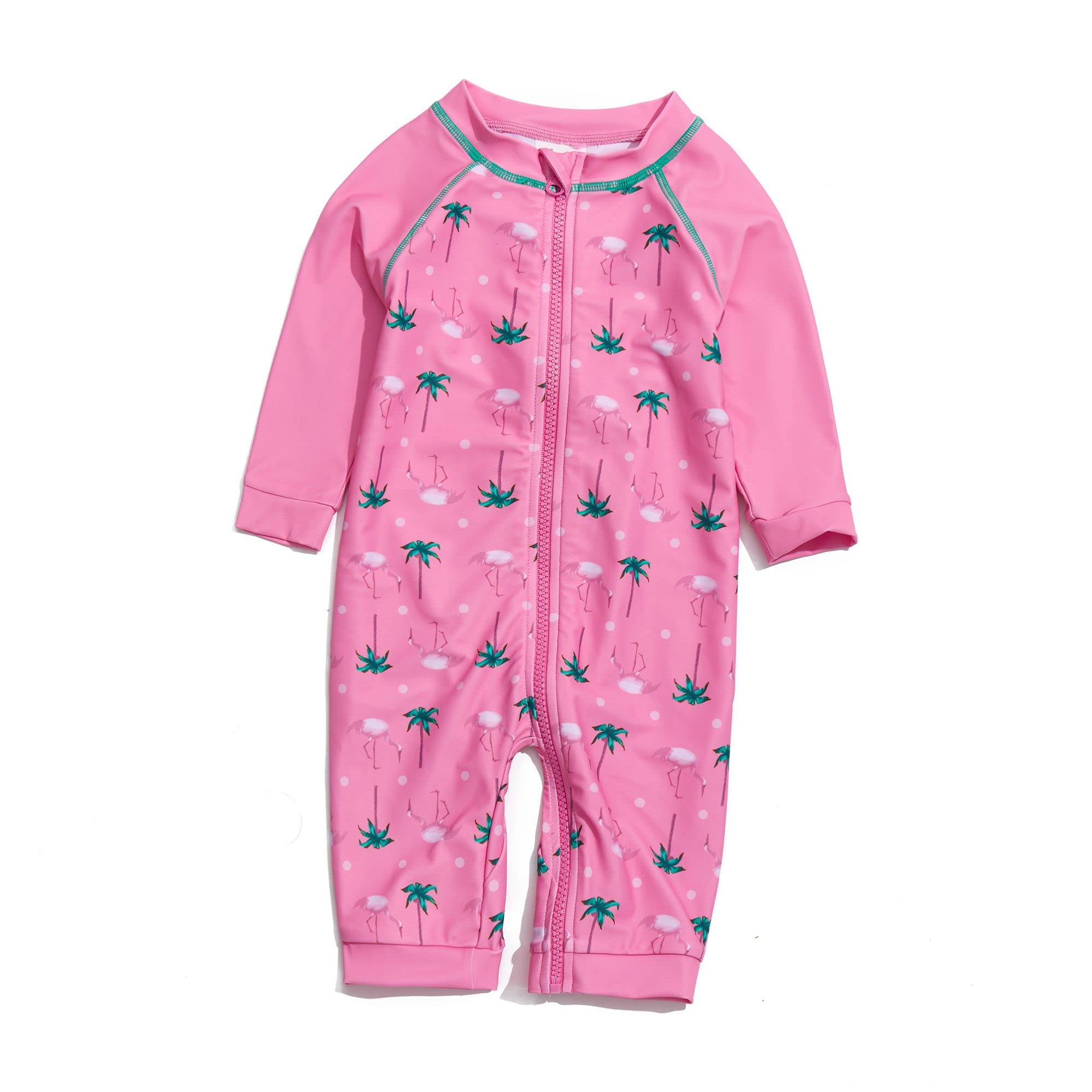BONVERANO Costume intero da bambina UPF 50+, protezione solare a lunghezza intera, con cerniera e cappellino parasole.