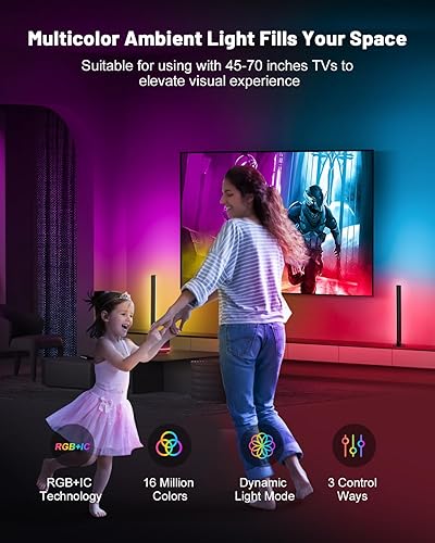 Miniatura 2 de Barras de luz LED inteligentes RGB+IC, luces de juego de 15 pulgadas para retroiluminación de TV, luces que cambian de color con sincronización de
