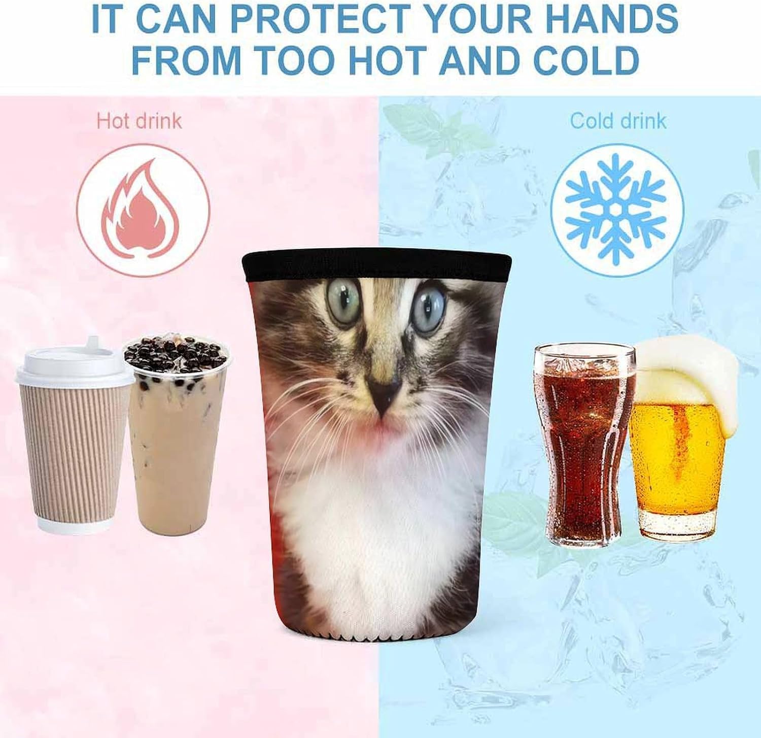 3 Pack Neoprene Cup Sleeves, Stretchy Reusable Drink Cup Cover Universal