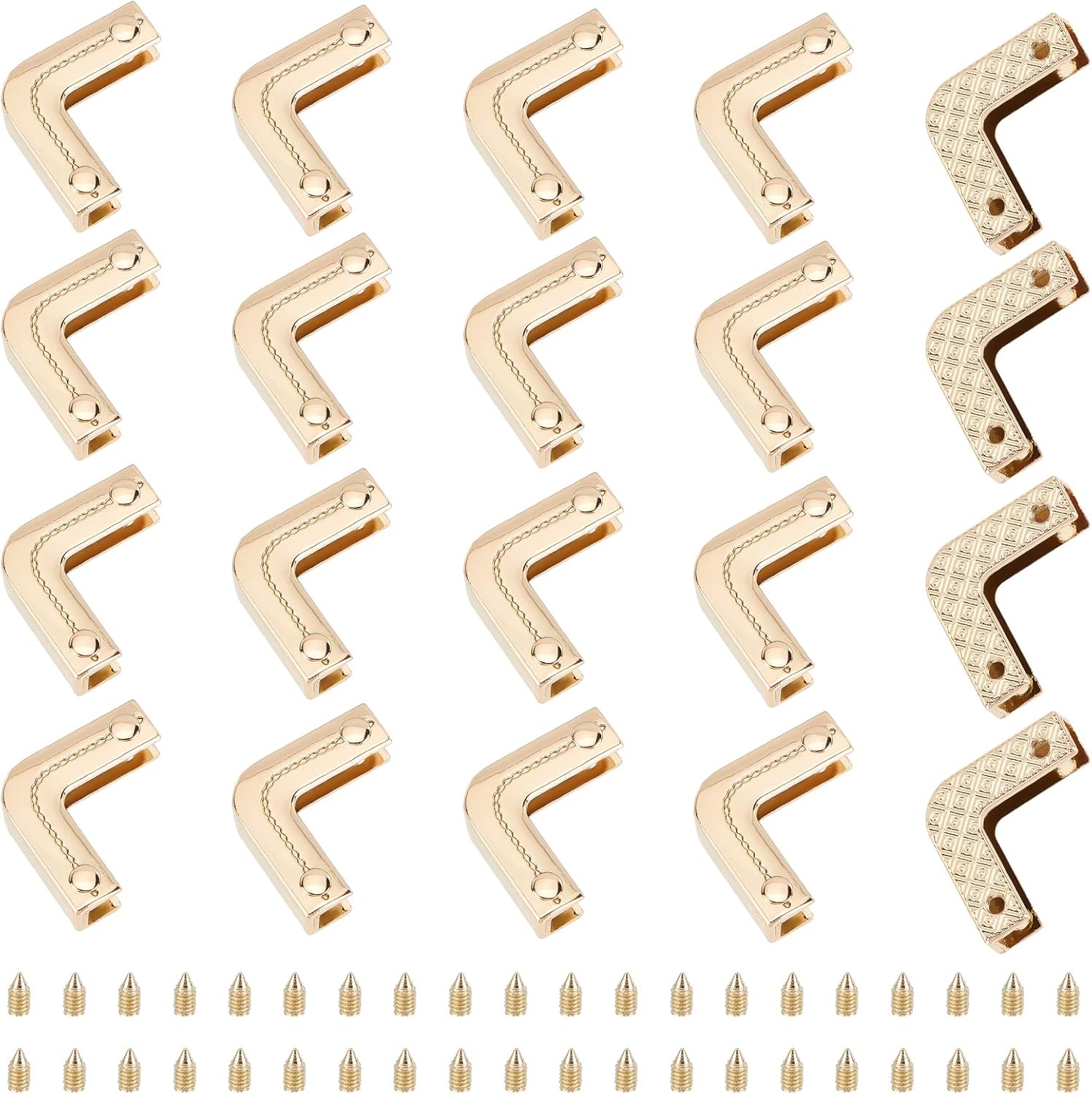 WADORN 20 Sets Metal Purse Corner Protector for Bag, Hollow Decorative Edge Cover Book Corner Edge Safety Guard Leather Ends Clip Screw-in Bag Angle Clip Bumpers for Scrapbook Photo Album Menu Folder
