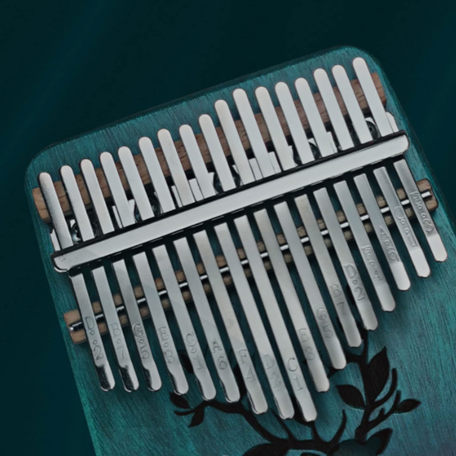 Suono Squisito Strumento Musicale per Pianoforte a Pollice in Mogano a 17 Tasti ， Squisito Motivo a Doppio Cervo ， per Elementi Musicali Portatili per Principianti Facile da Giocare