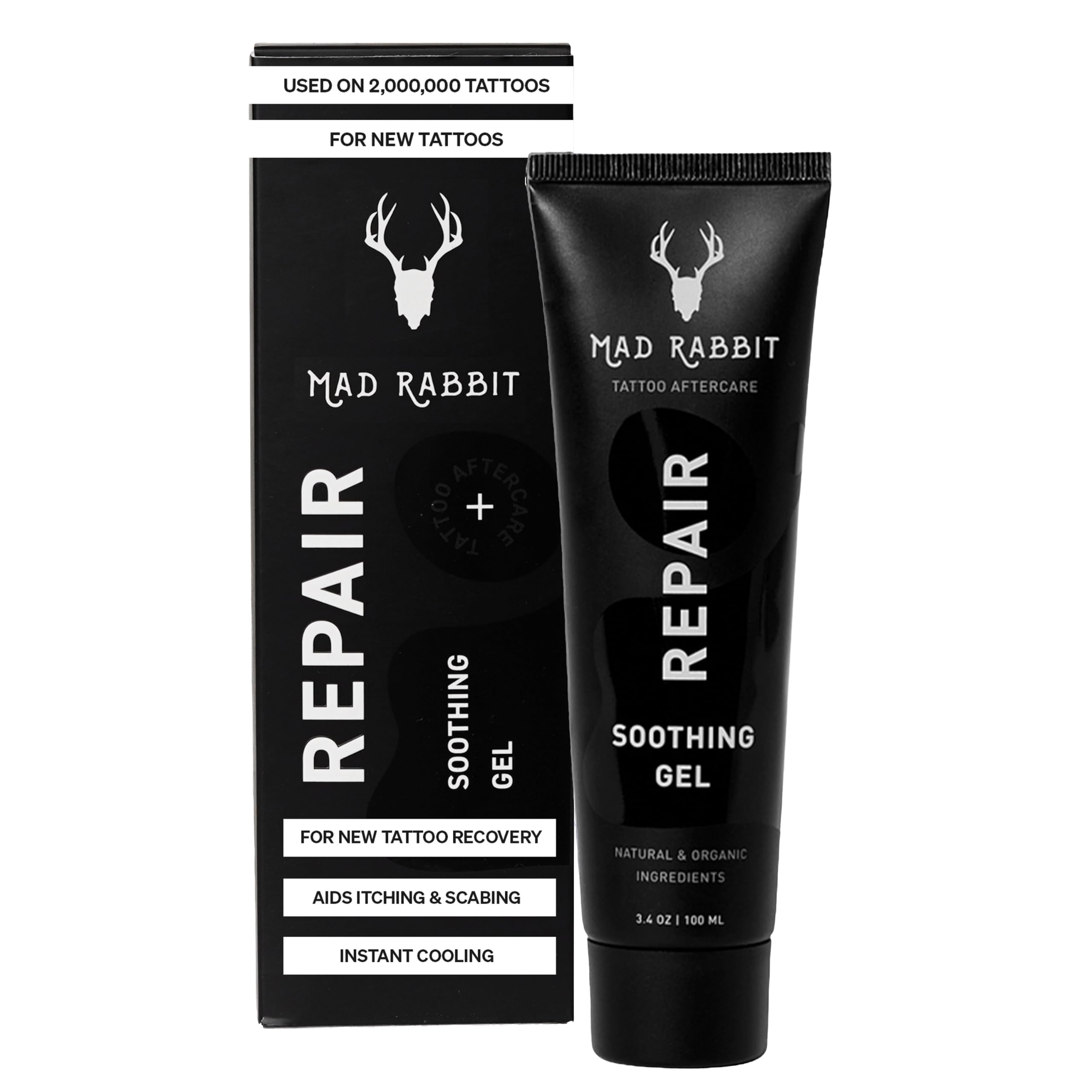 Mad Rabbit Tattoo Aftercare Soothing Gel & Moisturizer, 100 mL | Premium tattoo care gel with clean ingredients for new tattoos. Lightweight