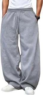 Men’s Baggy Sweatpants Fleece Wide Leg with Elastic Drawstring Waist, Casual Loose Lounge Joggers