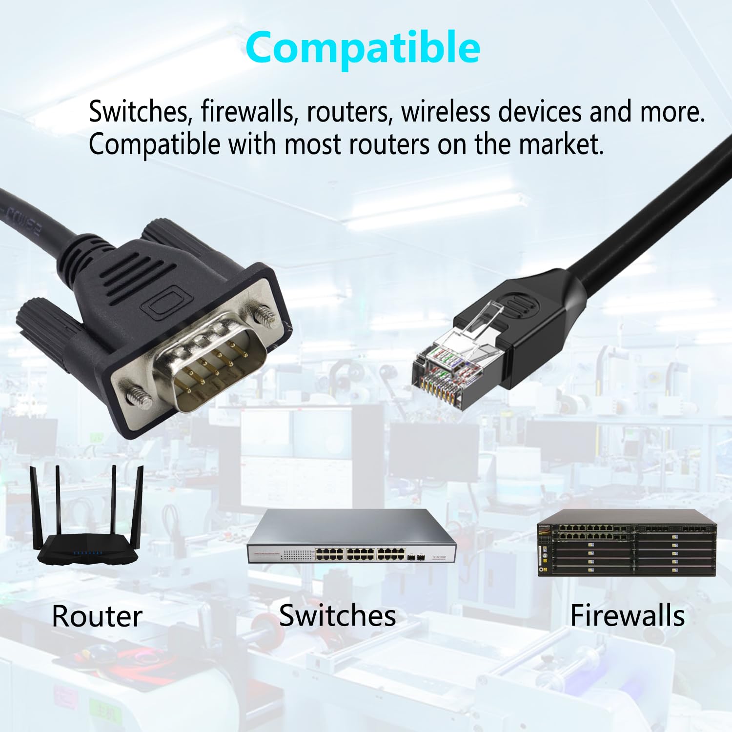 Cavo RJ45 a DB9, maschio RJ45 a DB9 a 9 pin, Connettore seriale RS232 Cat5 Ethernet LAN Cavo console Ethernet a RS232, per dispositivi di rete, console, router 0,5M (maschio a maschio)