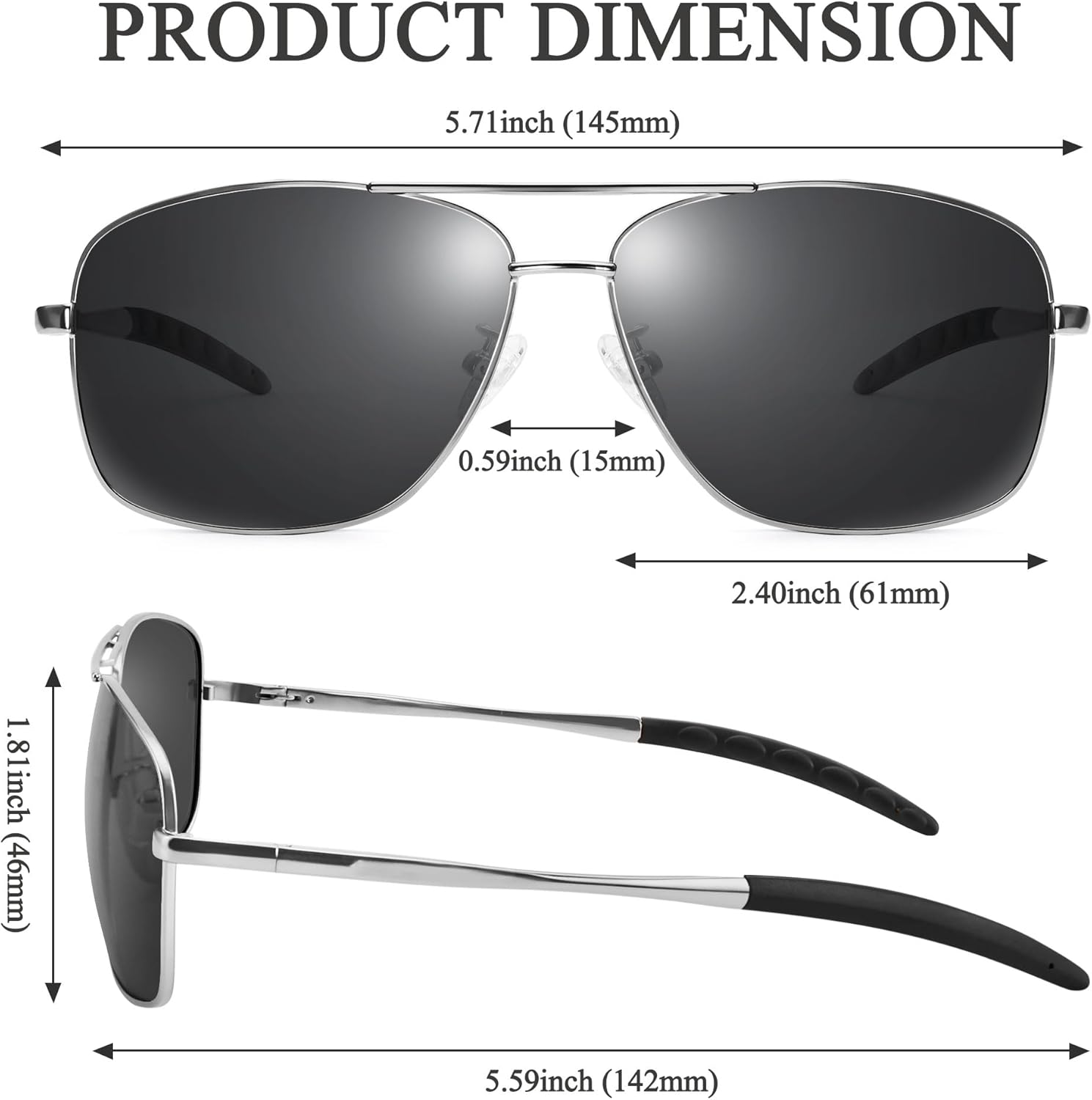 URUMQI Polarized Aviator Sunglasses for Men Women, UV400 Protection Lens, Ultra Lightweight Pilot Sun Glasses - Image 3