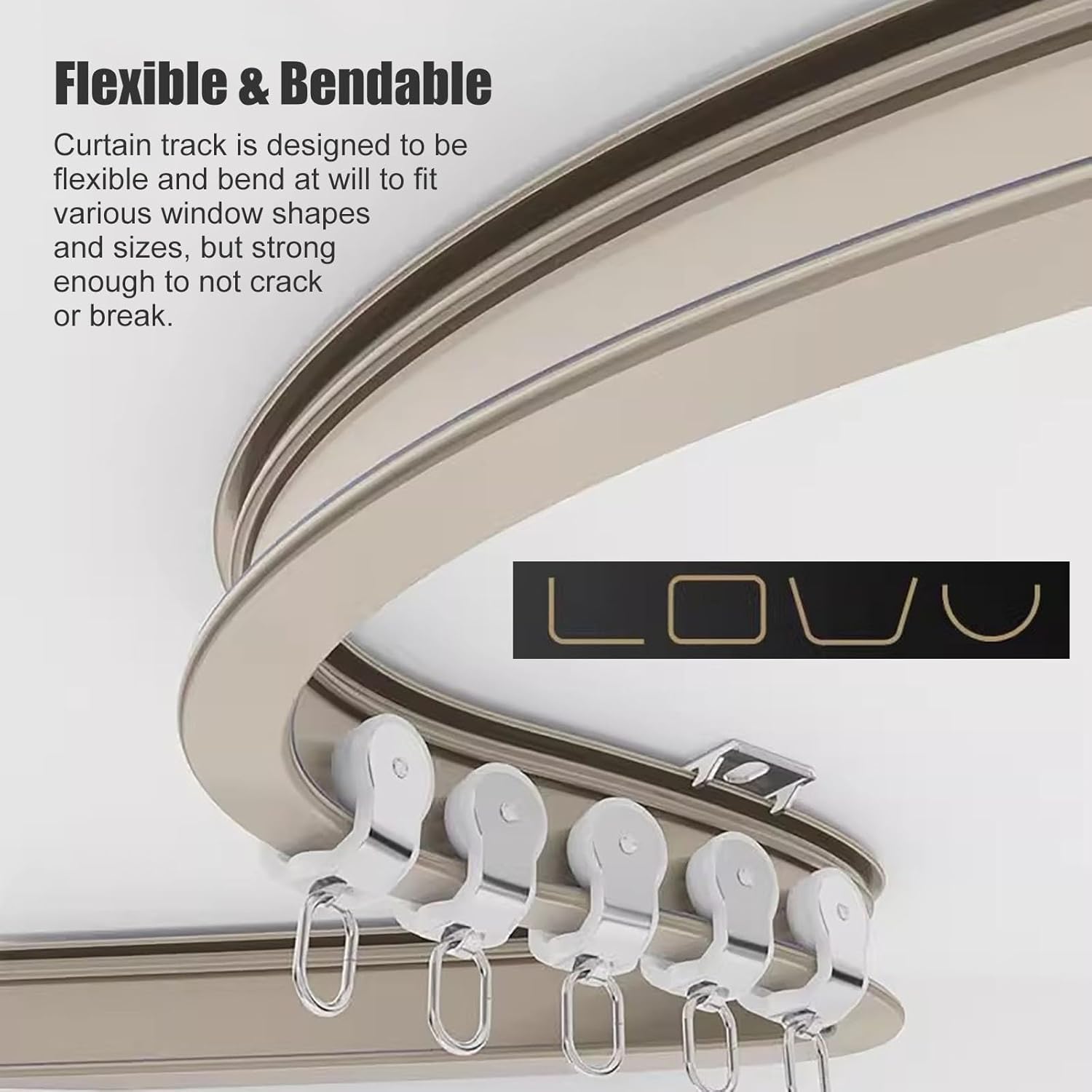 Sistema metallico flessibile da 1,8 m a soffitto e parete con puleggia silenziosa. Design pieghevole e tagliabile per ospedali e camper