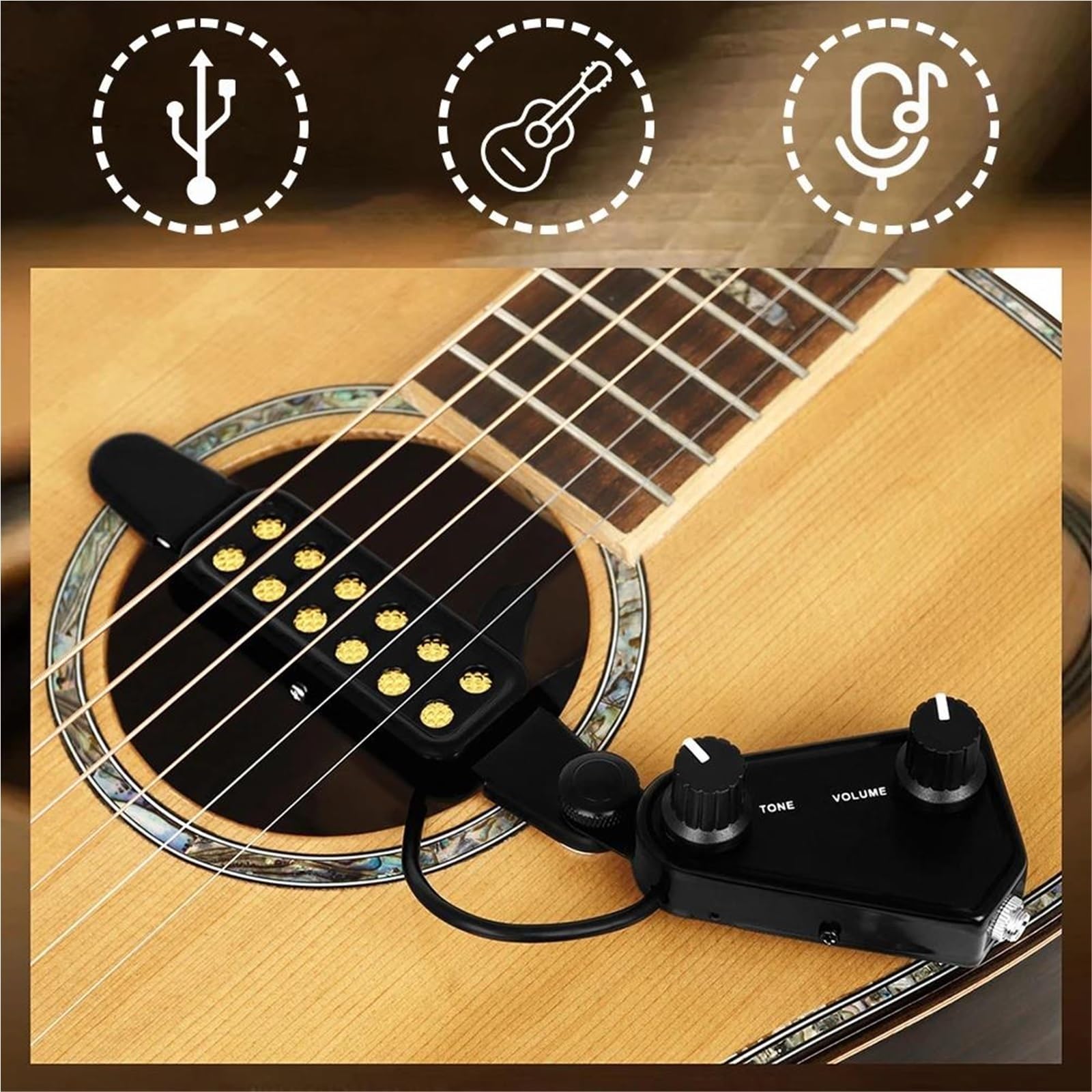 Pickup Per Chitarra Acustica Pickup Per Chitarra Acustica A 12 Fori Sensore Amplificatore Volume Regolabile Accessori Professionali