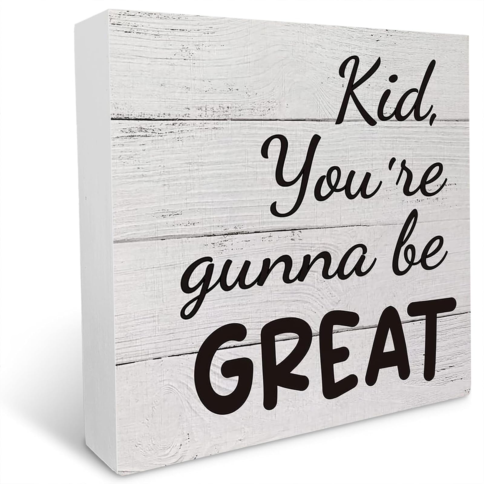 kisoyo Kid You're Gunna Be Great Wooden Box Sign Desk Decor, Inspirational Quote Wood Box Sign for Home Nursery Kids Room Shelf Table Decoration 7x7 Inch โ image 1