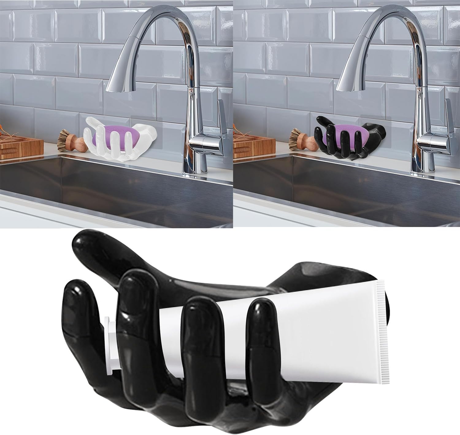 2 Supporti da Parete a Forma di Mano - Gancio Autoadesivo Senza Fori - Per Palloni da Calcio, Sapone,Basket e Pallavolo - Attacco Murale Forte per Riquadro Sportivo
