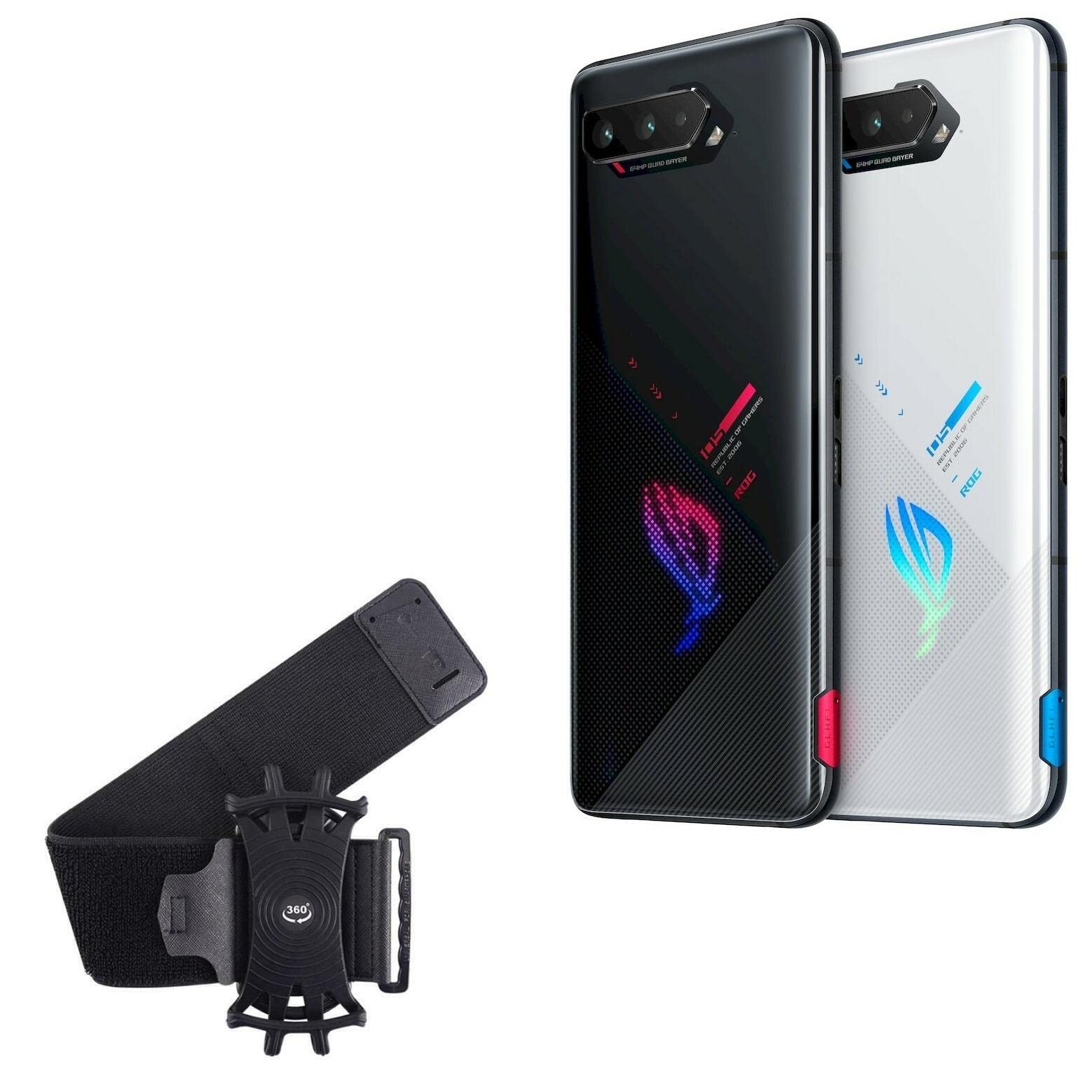 BoxWave Holster Compatible with ASUS ROG Phone 5s Pro - ActiveStretch Sport Armband, Adjustable Armband for Workout and Running - Jet Black