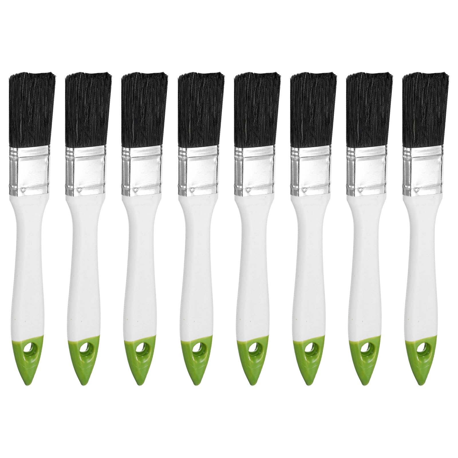 sourcing map 8pcs Paint Brush 1 Inch Flat Painting Brushes Chip Paint Brushes with White/Green PP Handle for DIY Art Painting Furniture Cabinet Wall Door Trim