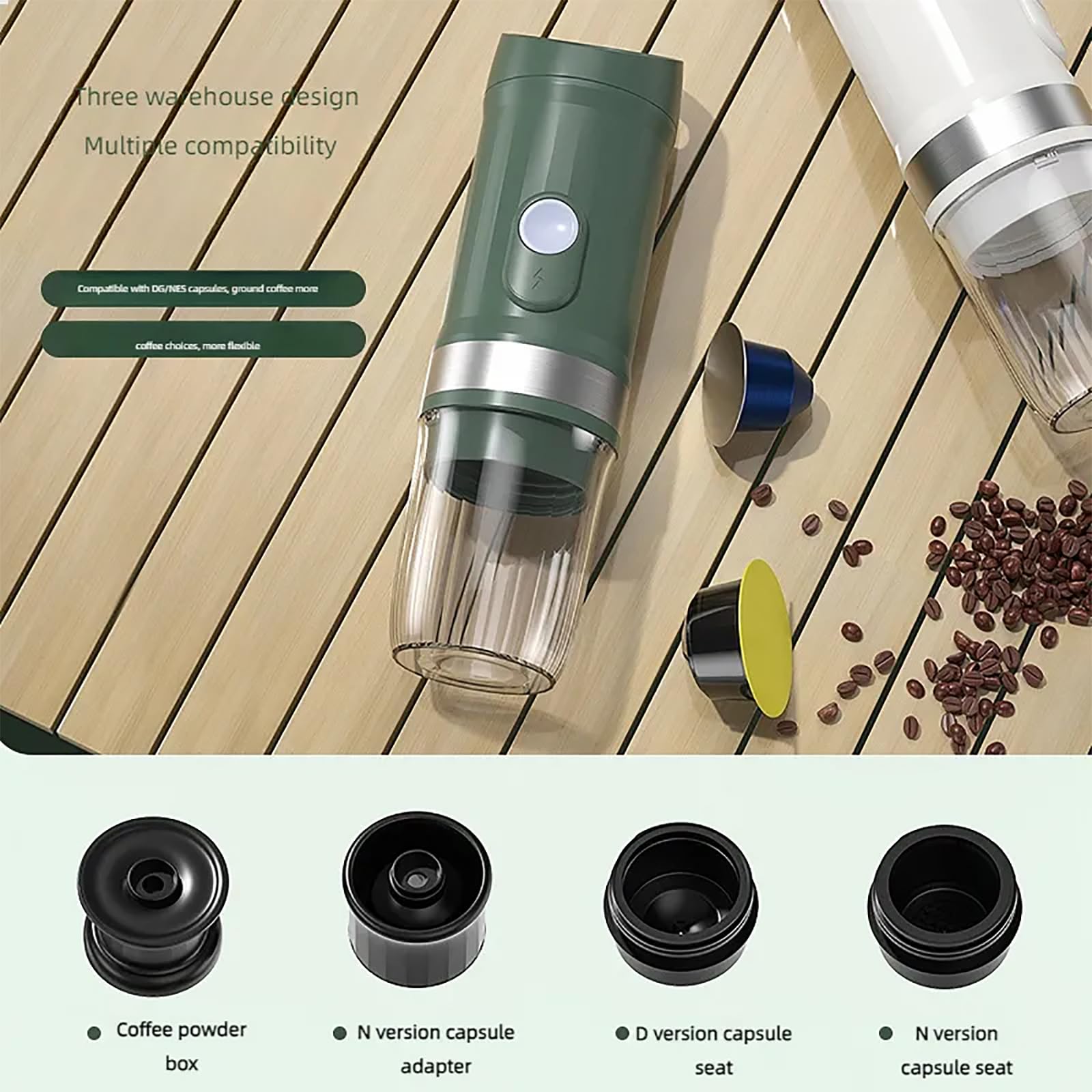 Máquina De Café Expreso Eléctrica Portátil, Mini Cafeteras De Viaje para Acampar con Cartucho De Café En Polvo, Funcionamiento En Modo Dual, Uso para Viajes Camping Oficina