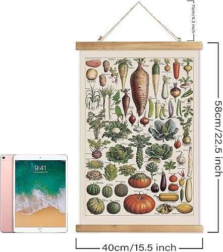 Miniatura 154 de XIAOAIKA Póster de botánica vintage con marco de madera, tabla de plantas venenosas antiguas, arte educativo botánico con especies peligrosas, 1