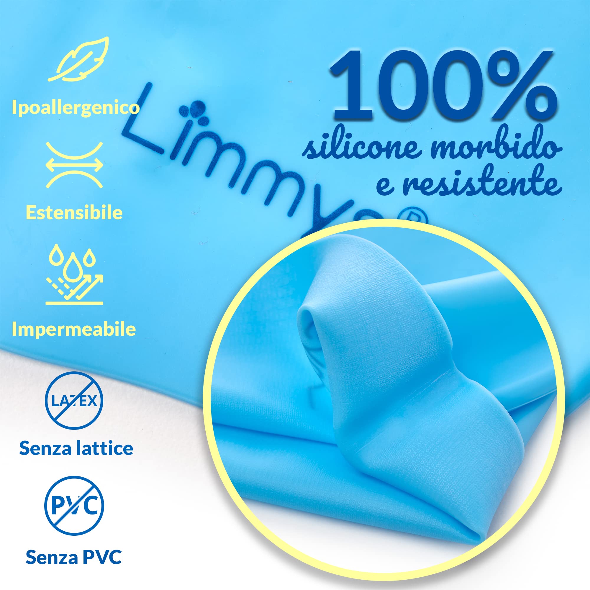 Limmys Kids Cuffia Piscina - Cuffia Piscina Bambina e Bambino al 100% in Silicone - Cuffia Nuoto di Qualità Superiore, Elastica e Comoda - Disponibile in Tanti Colori Diversi