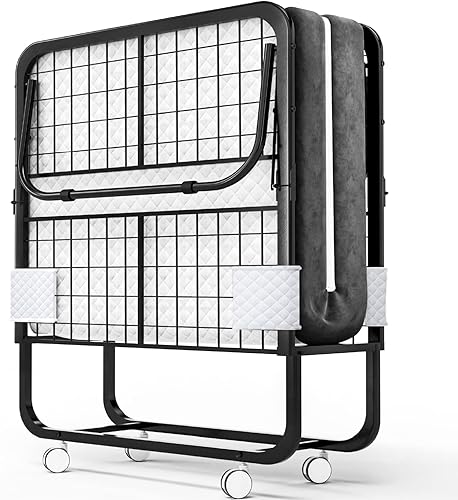 EconoHome Cama plegable con colchón, marco de cama tamaño cuna de 75 x 31 pulgadas, cama plegable portátil para adultos para invitados, colchón de