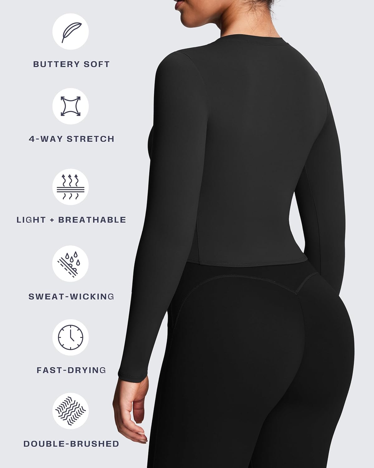 Aoxjox Long Sleeve T-Shirt for Women GEO Seamlines Padded Baby Tee Workout Crop Top - Image 6