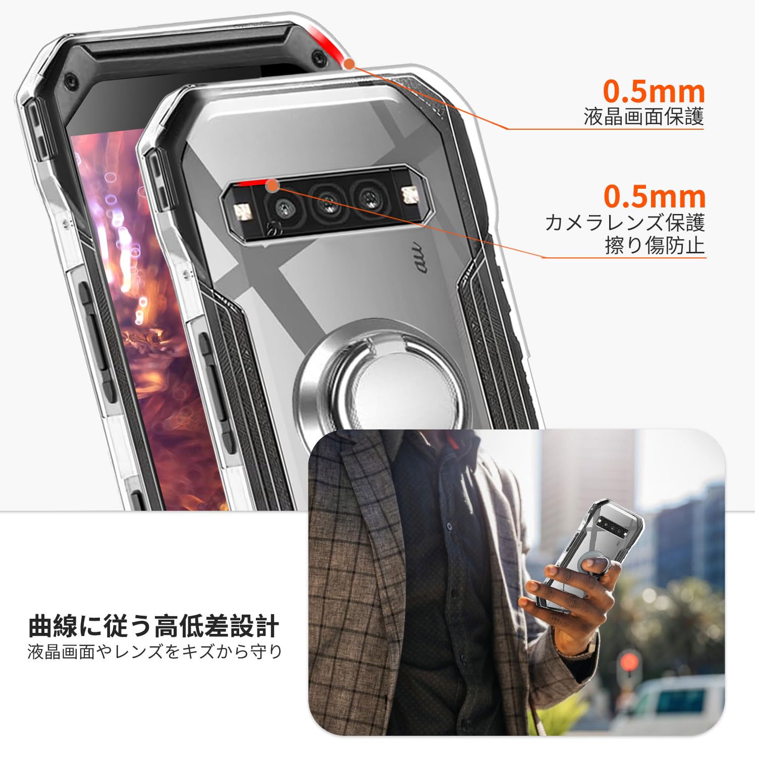 Amazon.co.jp: For TORQUE G06 KYG03 ケース クリア リング付き TPU 