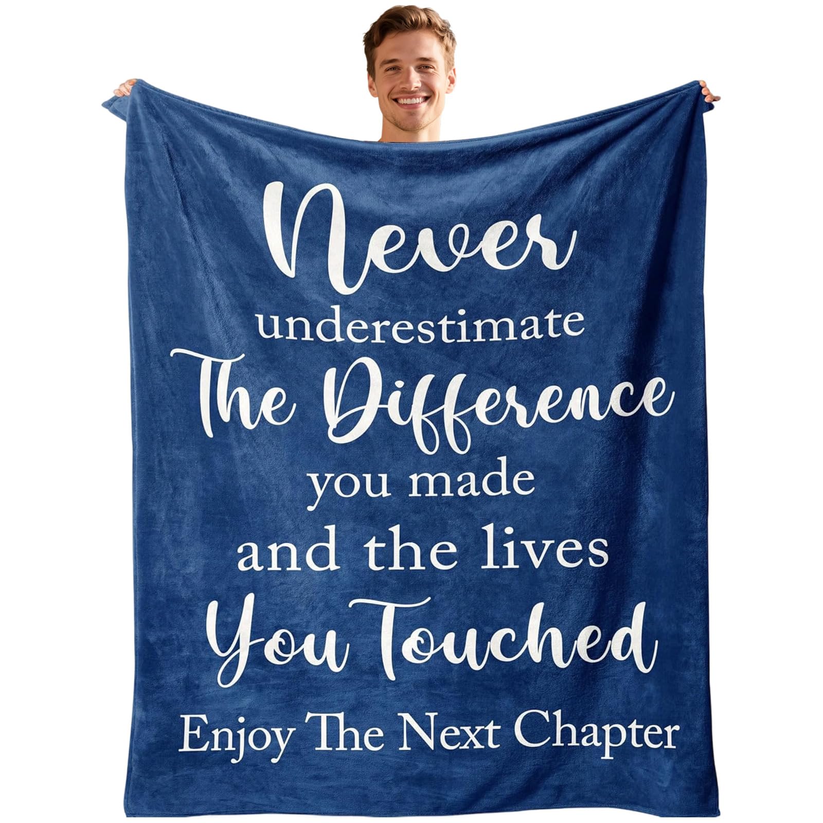 CECOMBINE Retirement Gift, Employee Appreciation Gift, Leaving Job Gifts, Thank You Gifts for Women, Graduation Gifts, Inspirational Gifts Blanket for Teacher, Nurse, Coworkers 60” x 50” (Blue)